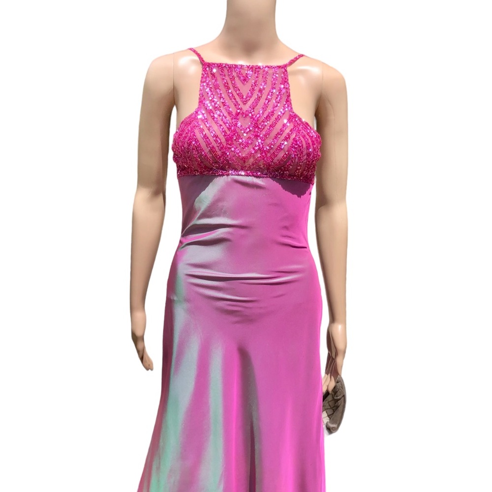 Elie Saab NWT with defects pinkish ombré formal gown with sequin top and wrap - Picture 4 of 15